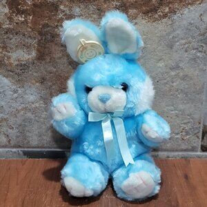 Vintage Cuddle Wit Blue White Easter Bunny Plush Toy 1992